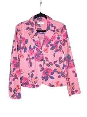 CAbi Pink Floral Single-Button Blazer Jacket